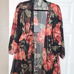Floral Sheer Kimono Jacket